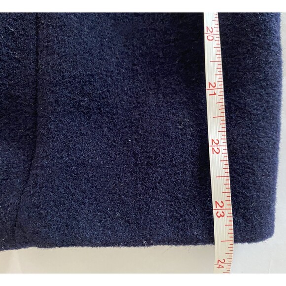 VTG J Crew Wool Blend Bomber Jacket Navy Blue Zip Front Long Sleeve Officecore M - Picture 7 of 10